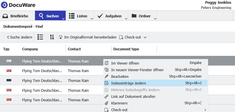Indexbegriffe bearbeiten